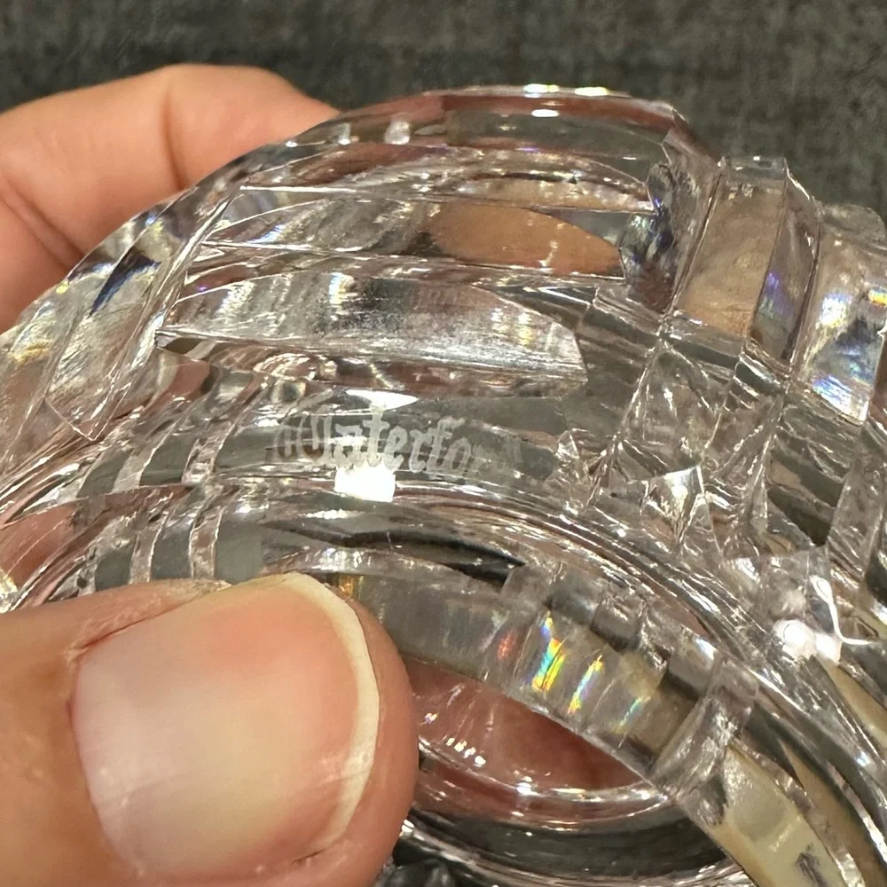 A pair of Waterford Crystal candle votives / holders